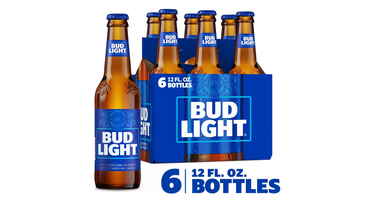 bud light lager beer bottles  12 fl oz x 6 ct