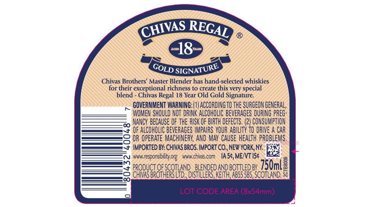 chivas regal 80 proof aged 18 years blended scotch whiskey bottle  750 ml 3