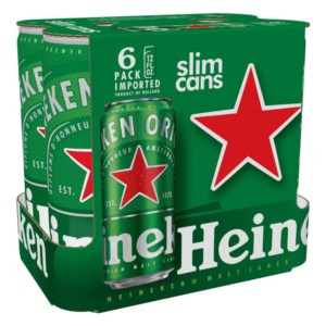 heineken original premium malt lager slim cans  12 fl oz x 6 ct