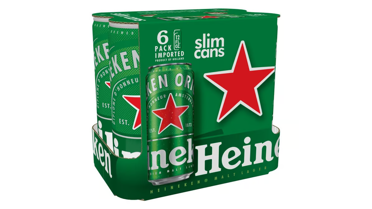 heineken original premium malt lager slim cans  12 fl oz x 6 ct