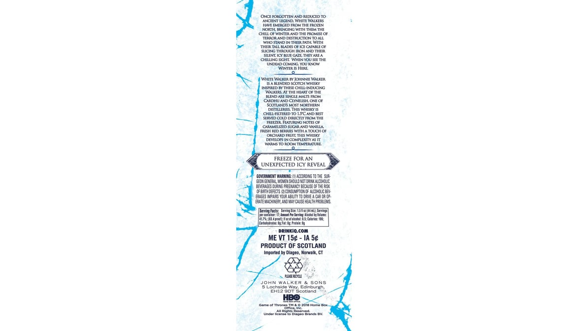 johnnie walker 83.4 proof limited edition white walker blended scotch whisky bottle  750 ml 3