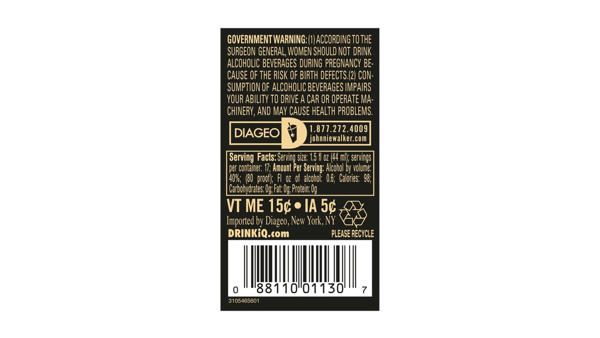 johnnie walker black label 80 proof 12 year blended scotch whisky bottle  750 ml 5