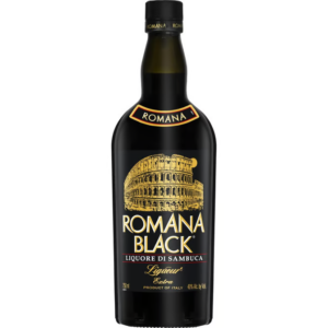 romana black 80 proof sambuca liqueur glass bottle  750 ml