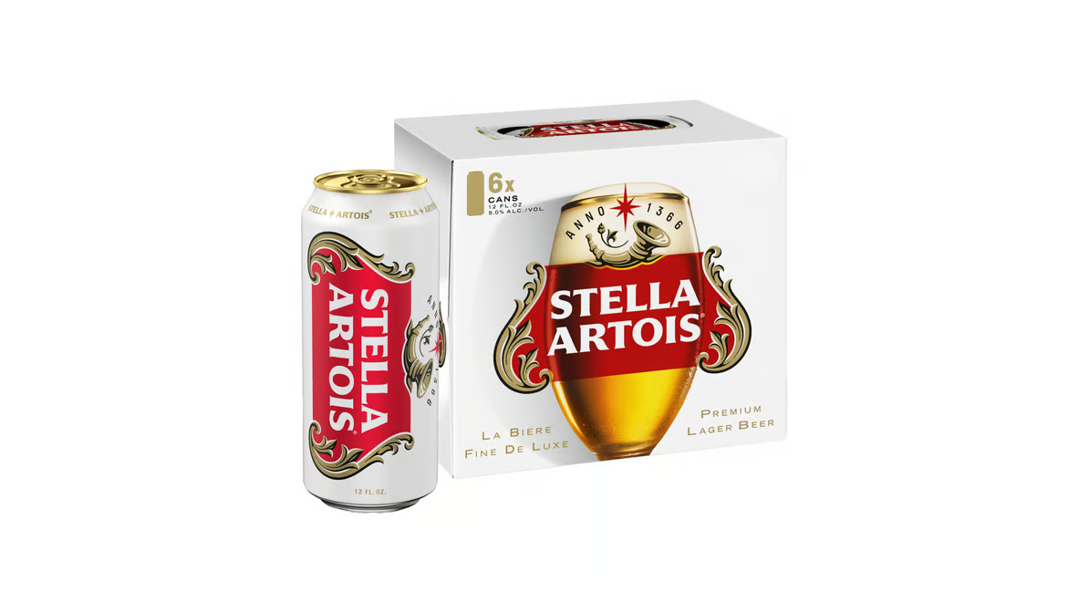 stella artois premium lager beer cans  12 fl oz x 6 ct