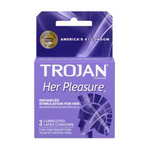 trojan her pleasure premium lubricated latex condoms  3 ct