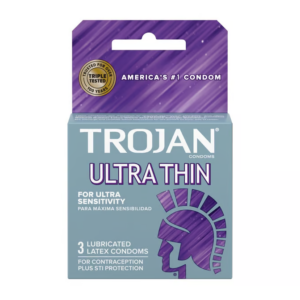 trojan ultra thin lubricated latex condom  3 ct