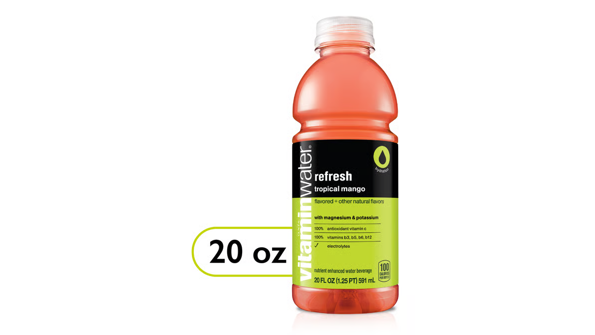 vitaminwater refresh tropical mango nutrient enhanced water bottle  20 oz