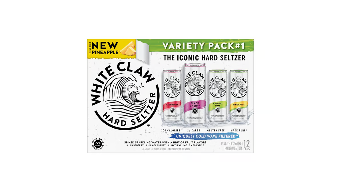 white claw gluten free variety pack no. 1 hard seltzer cans  12 fl oz x 12 ct