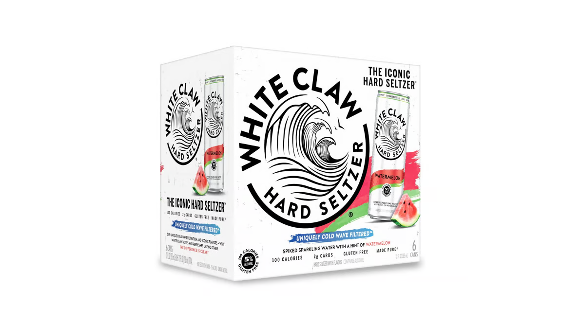 white claw gluten free watermelon hard seltzer cans  12 fl oz x 6 ct